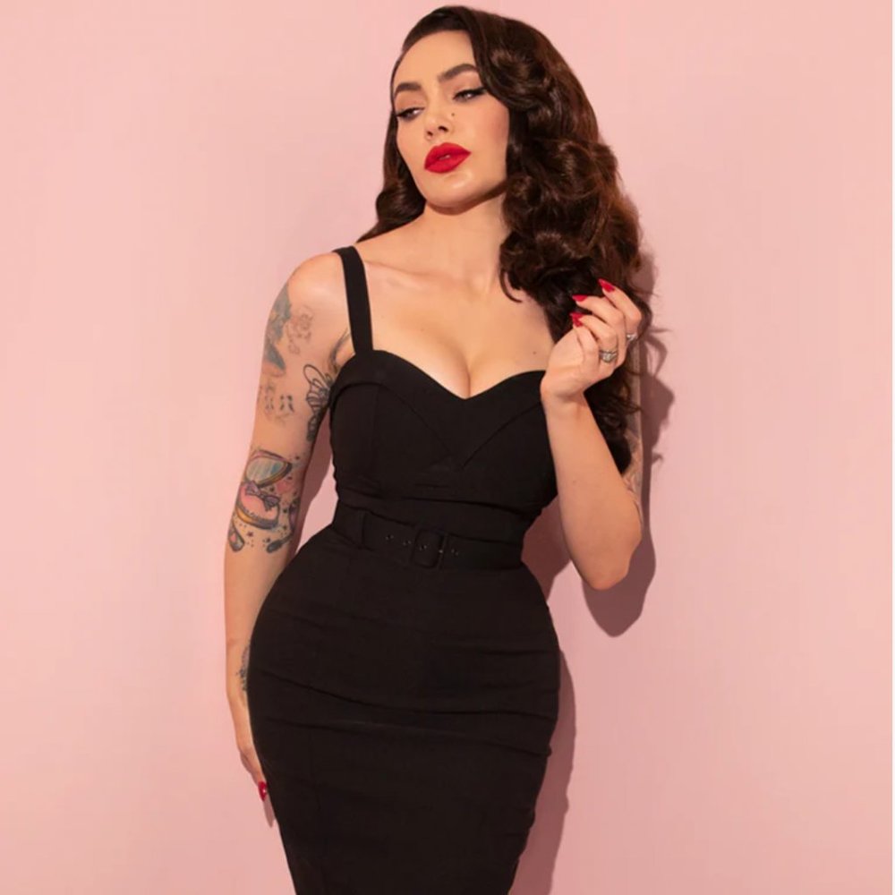 Black Vintage Inspired Vixen By Micheline Pitt Maneater Wiggle Dress Size XL